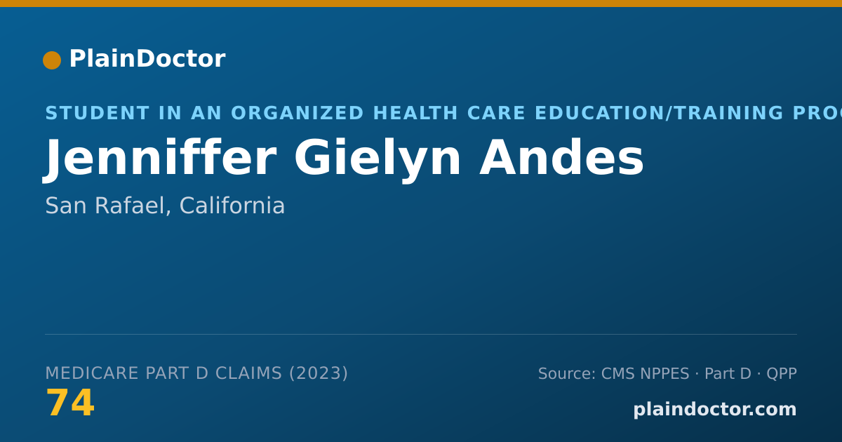 Shareable card for Jenniffer Gielyn Andes - Student in an Organized Health Care Education/Training Program, San Rafael, CA