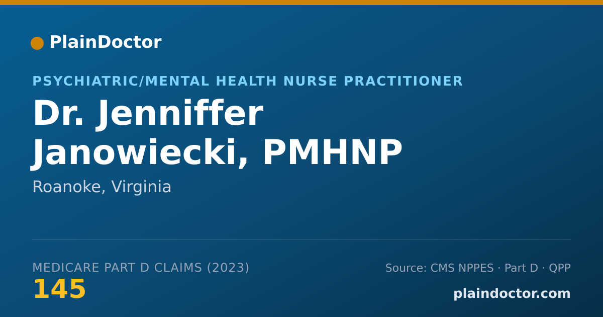 Shareable card for Jenniffer Janowiecki, PMHNP - Psychiatric/Mental Health Nurse Practitioner, Roanoke, VA