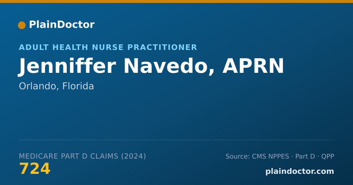 Shareable card for Jenniffer Navedo, APRN - Adult Health Nurse Practitioner, Orlando, FL