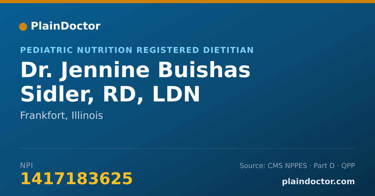 Shareable card for Jennine Buishas Sidler, RD, LDN - Pediatric Nutrition Registered Dietitian, Frankfort, IL
