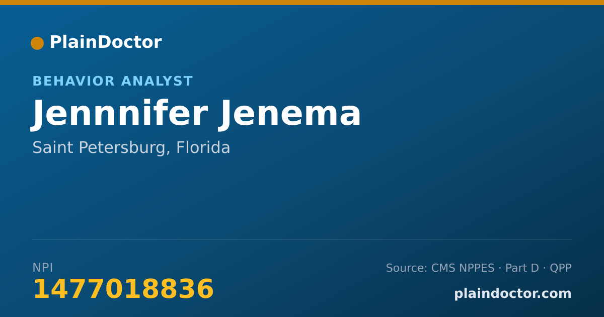 Shareable card for Jennnifer Jenema - Behavior Analyst, Saint Petersburg, FL