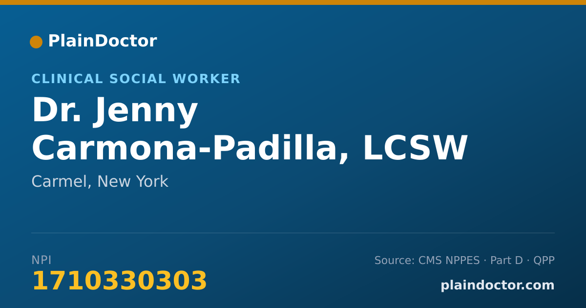 Shareable card for Jenny Carmona-Padilla, LCSW - Clinical Social Worker, Carmel, NY