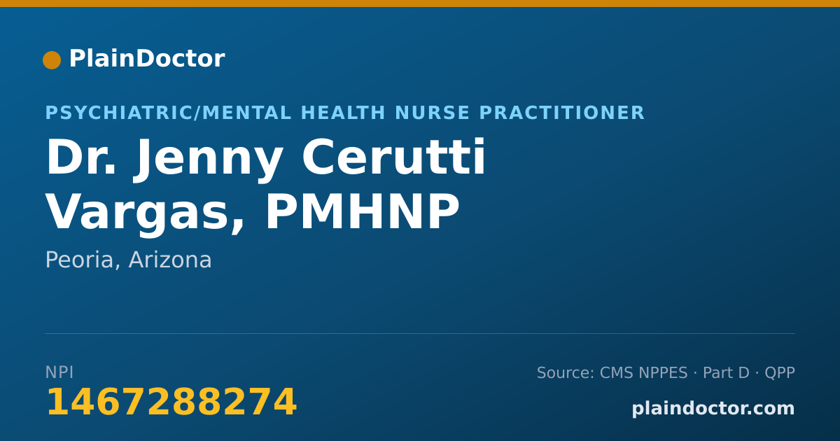 Shareable card for Jenny Cerutti Vargas, PMHNP - Psychiatric/Mental Health Nurse Practitioner, Peoria, AZ
