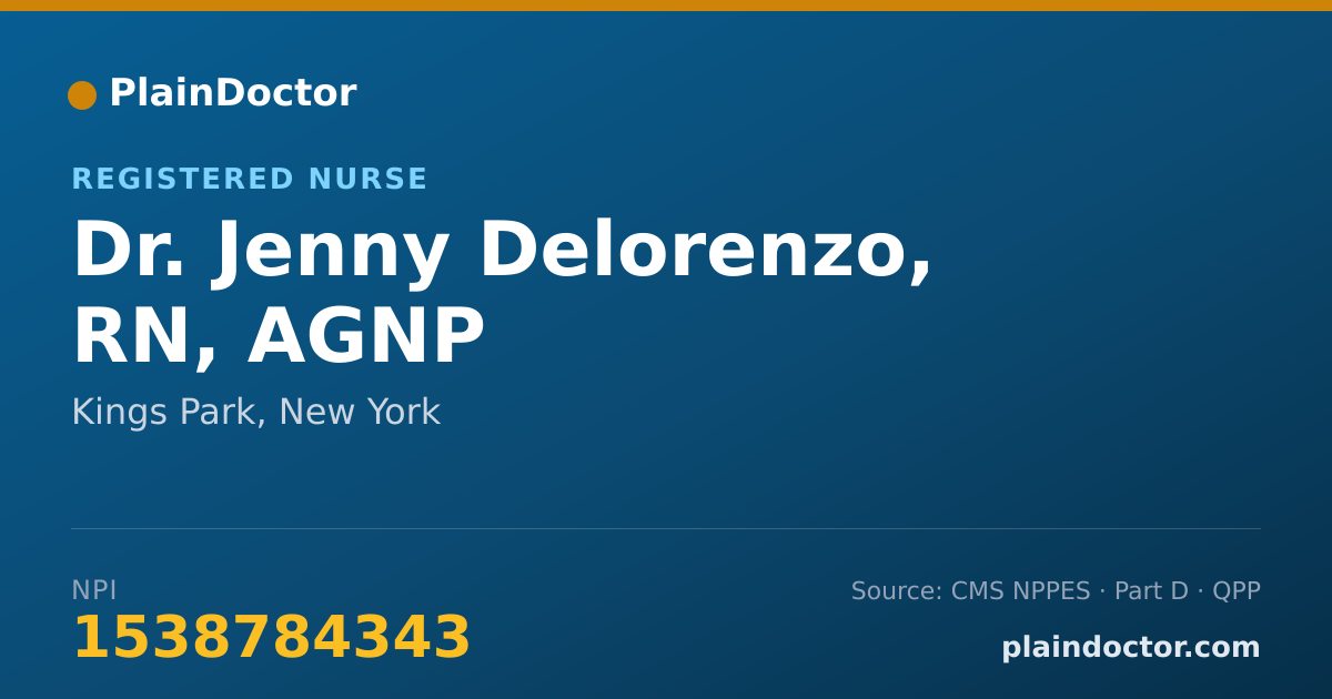 Shareable card for Jenny Delorenzo, RN, AGNP - Registered Nurse, Kings Park, NY