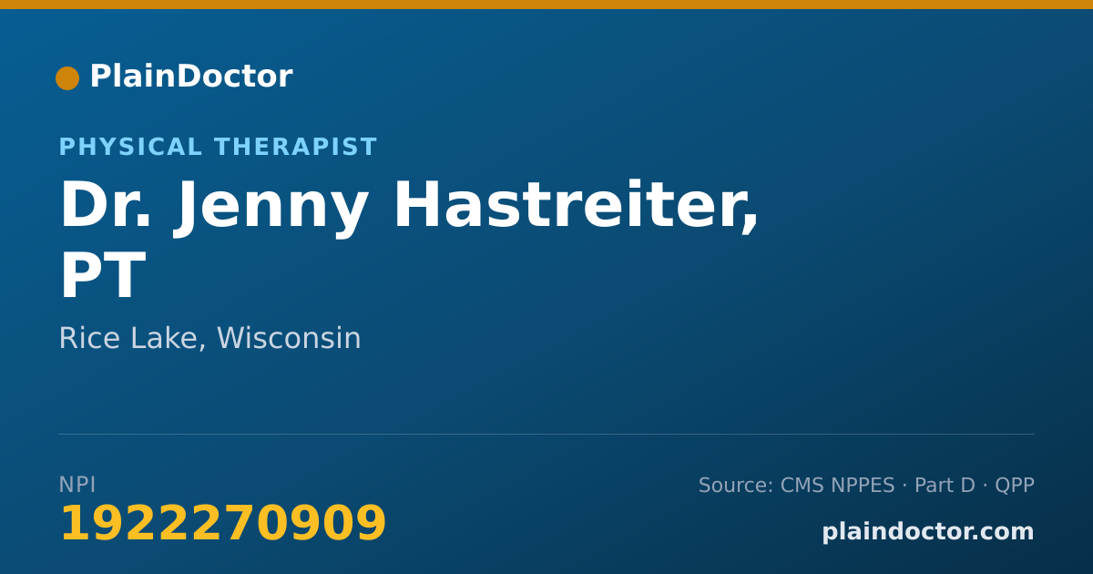 Shareable card for Jenny Hastreiter, PT - Physical Therapist, Rice Lake, WI