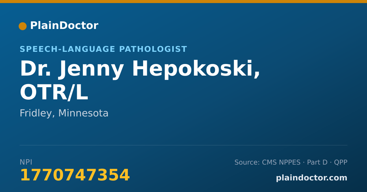 Shareable card for Jenny Hepokoski, OTR/L - Speech-Language Pathologist, Fridley, MN