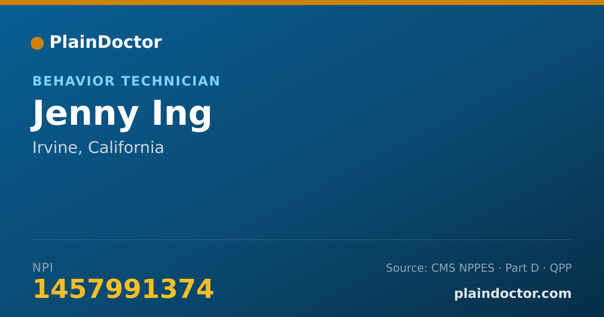 Shareable card for Jenny Ing - Behavior Technician, Irvine, CA