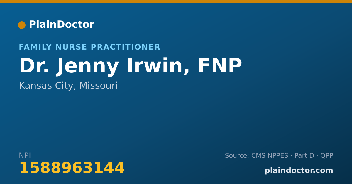 Shareable card for Jenny Irwin, FNP - Family Nurse Practitioner, Kansas City, MO