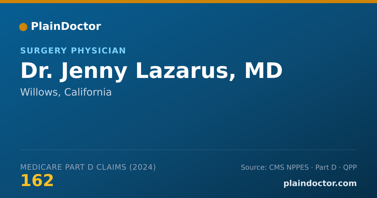Shareable card for Jenny Lazarus, MD - Surgery Physician, Willows, CA