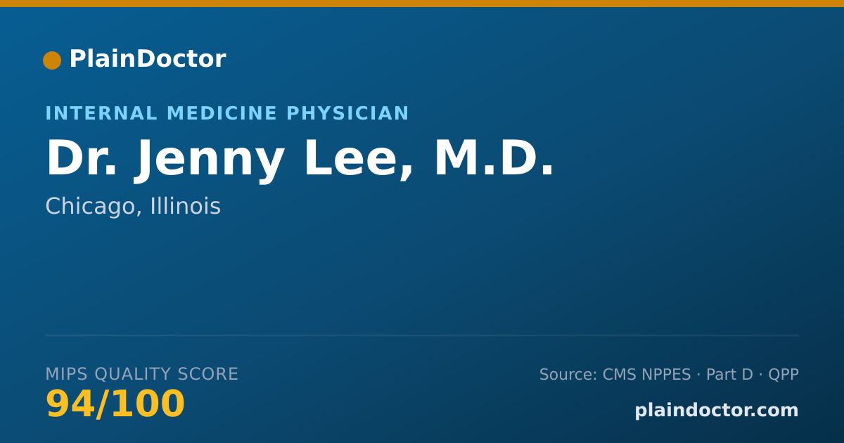 Shareable card for Jenny Lee, M.D. - Internal Medicine Physician, Chicago, IL
