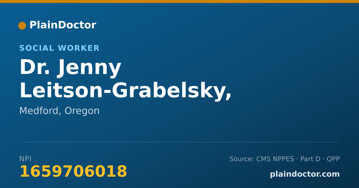 Shareable card for Jenny Leitson-Grabelsky, LCSW - Social Worker, Medford, OR