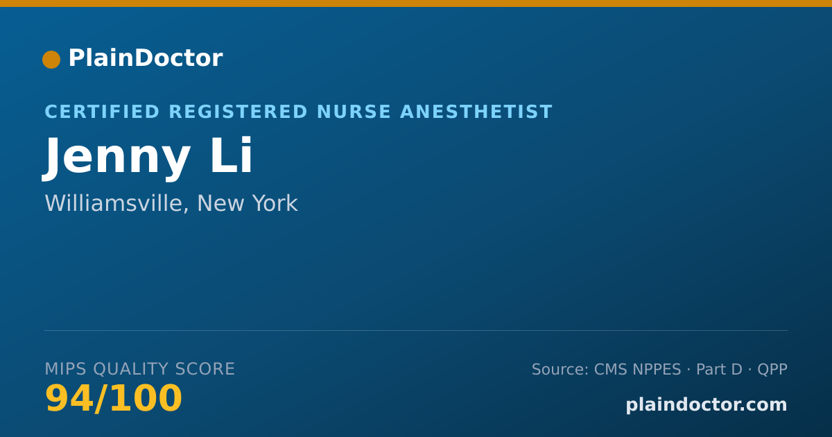 Shareable card for Jenny Li - Certified Registered Nurse Anesthetist, Williamsville, NY