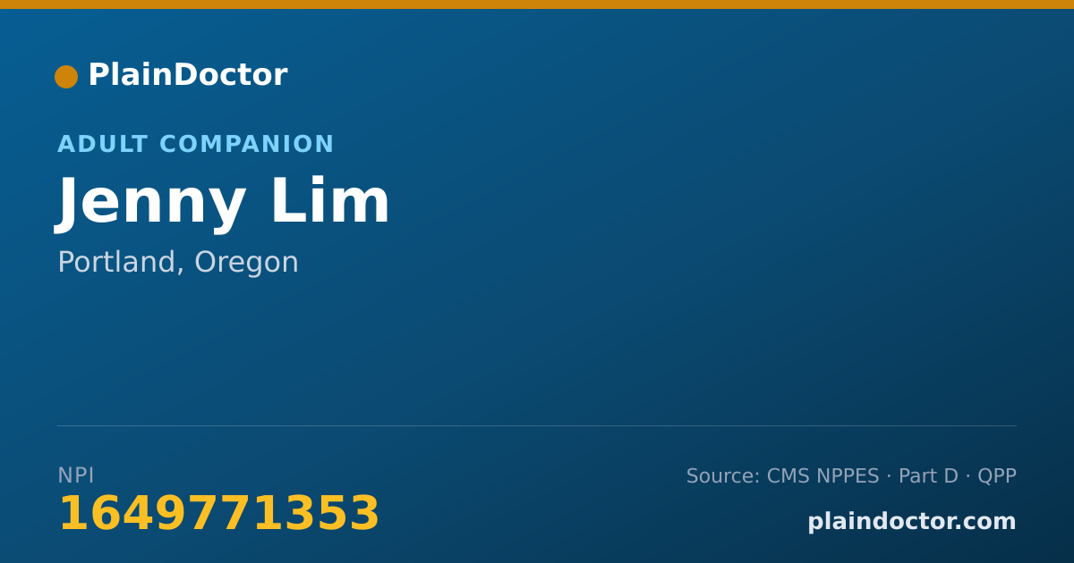 Shareable card for Jenny Lim - Adult Companion, Portland, OR