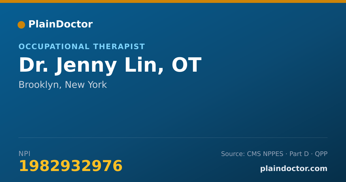 Shareable card for Jenny Lin, OT - Occupational Therapist, Brooklyn, NY