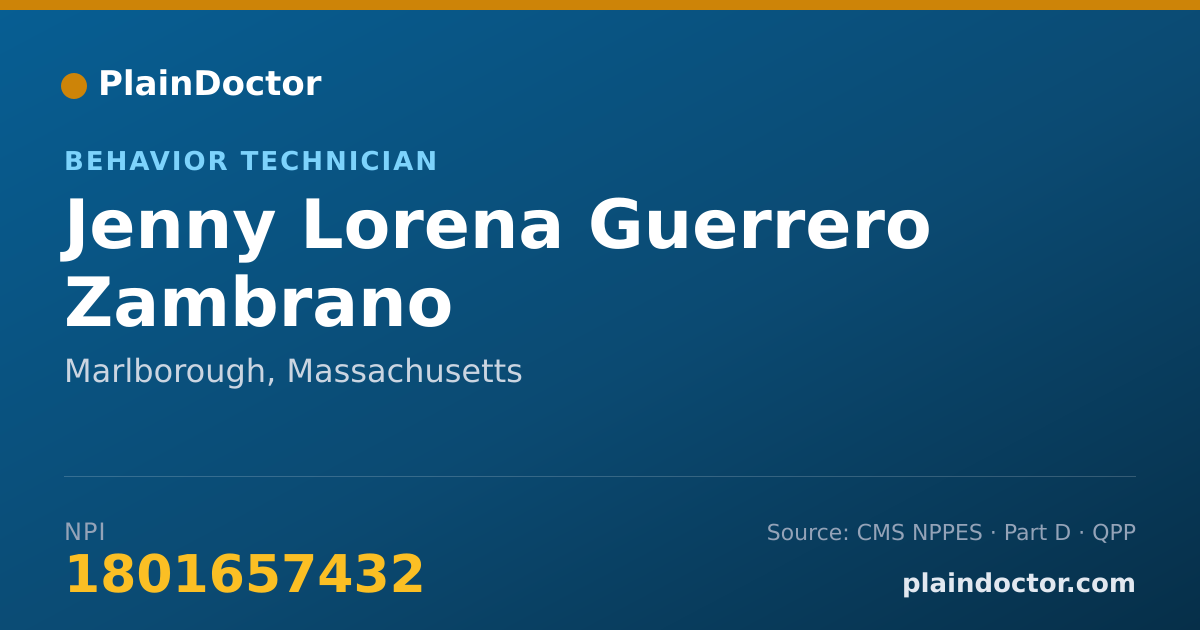 Shareable card for Jenny Lorena Guerrero Zambrano - Behavior Technician, Marlborough, MA