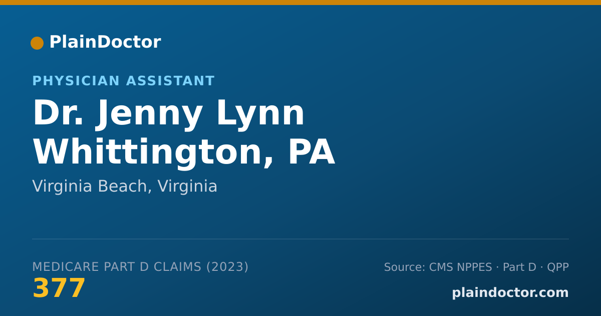 Shareable card for Jenny Lynn Whittington, PA - Physician Assistant, Virginia Beach, VA