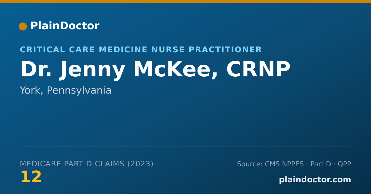 Shareable card for Jenny McKee, CRNP - Critical Care Medicine Nurse Practitioner, York, PA