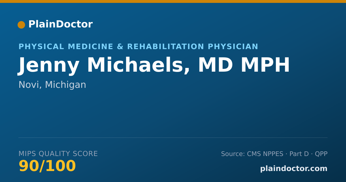 Shareable card for Jenny Michaels, MD MPH - Physical Medicine & Rehabilitation Physician, Novi, MI