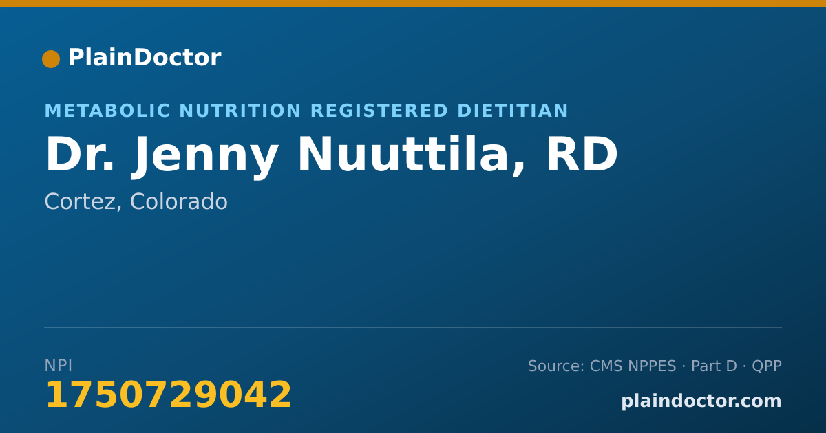 Shareable card for Jenny Nuuttila, RD - Metabolic Nutrition Registered Dietitian, Cortez, CO