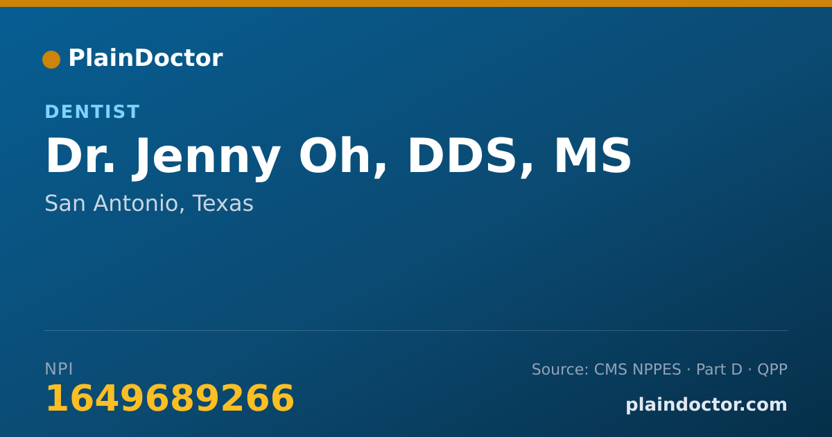 Shareable card for Jenny Oh, DDS, MS - Dentist, San Antonio, TX