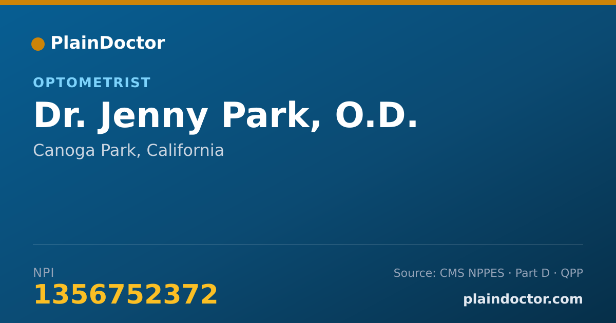 Shareable card for Jenny Park, O.D. - Optometrist, Canoga Park, CA
