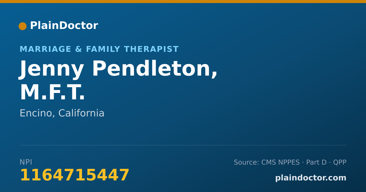 Shareable card for Jenny Pendleton, M.F.T. - Marriage & Family Therapist, Encino, CA