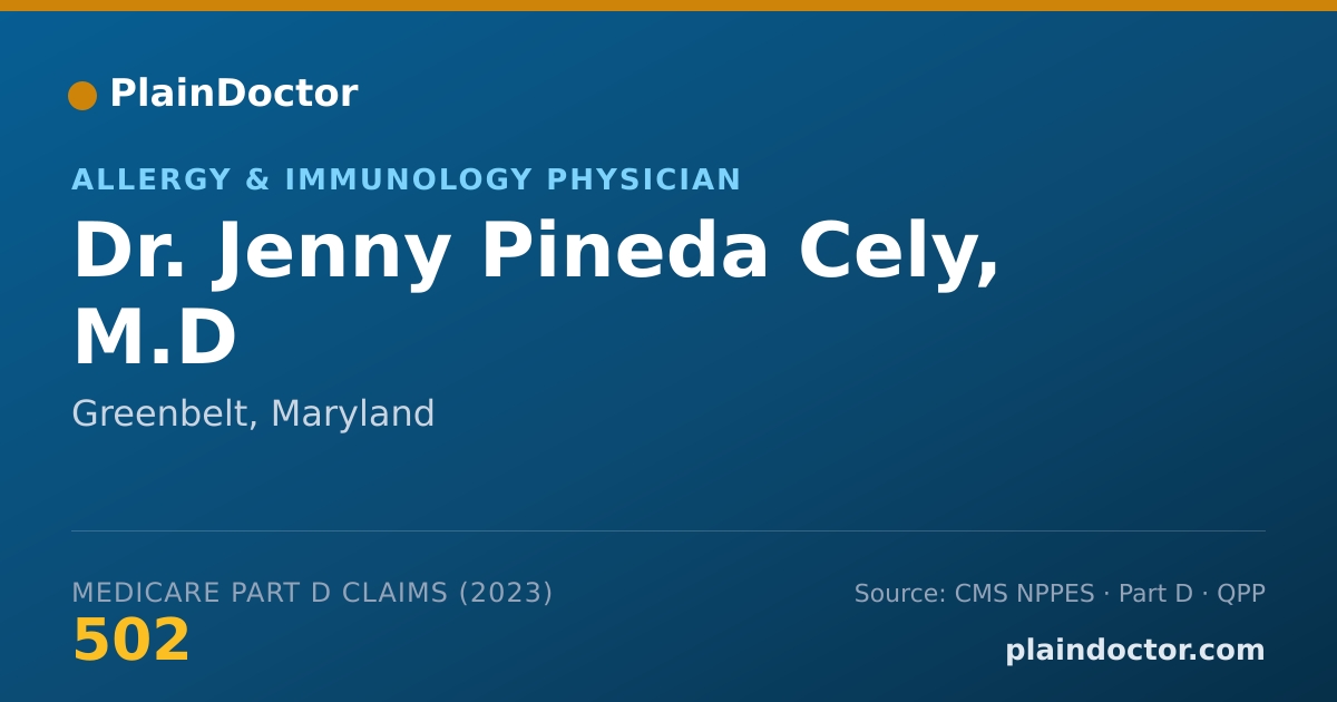 Shareable card for Jenny Pineda Cely, M.D - Allergy & Immunology Physician, Greenbelt, MD