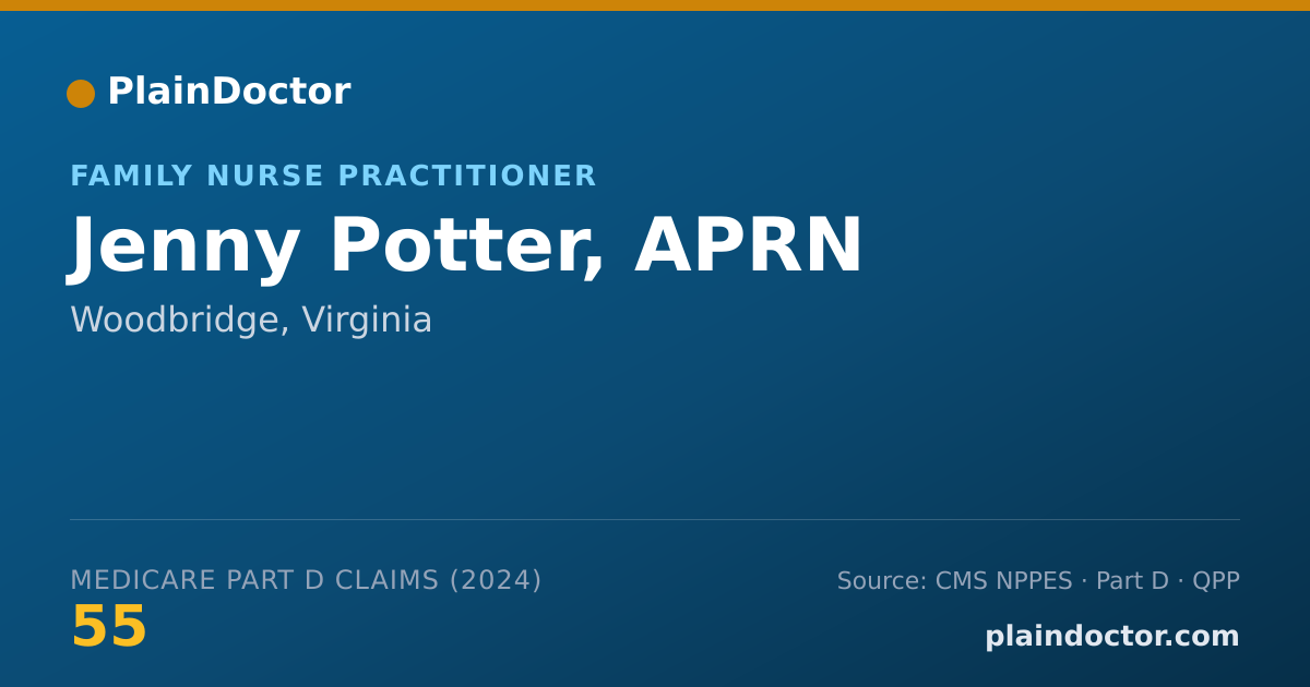 Shareable card for Jenny Potter, APRN - Family Nurse Practitioner, Woodbridge, VA