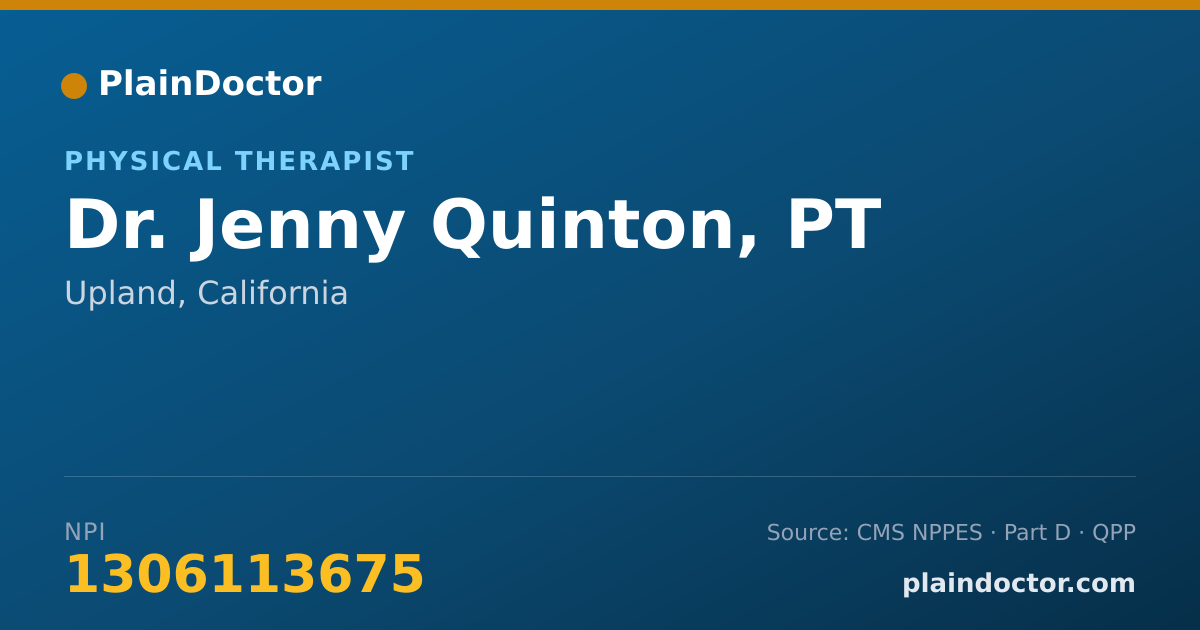 Shareable card for Jenny Quinton, PT - Physical Therapist, Upland, CA