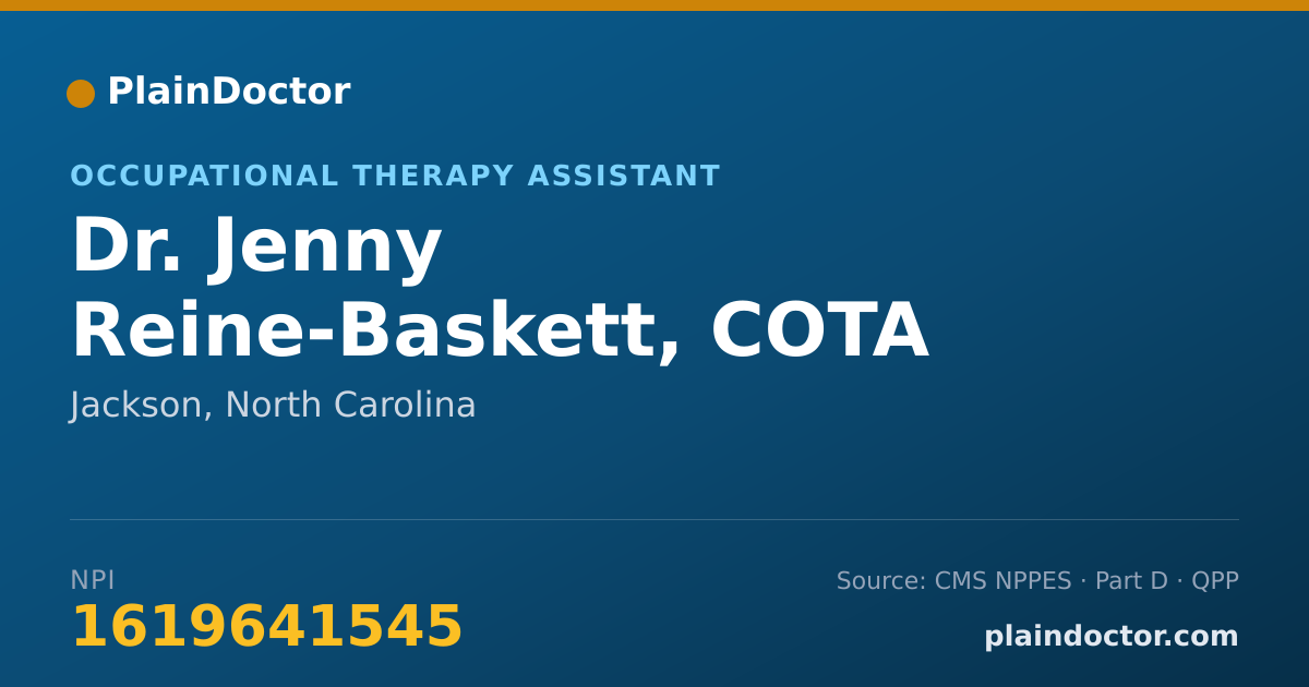 Shareable card for Jenny Reine-Baskett, COTA - Occupational Therapy Assistant, Jackson, NC
