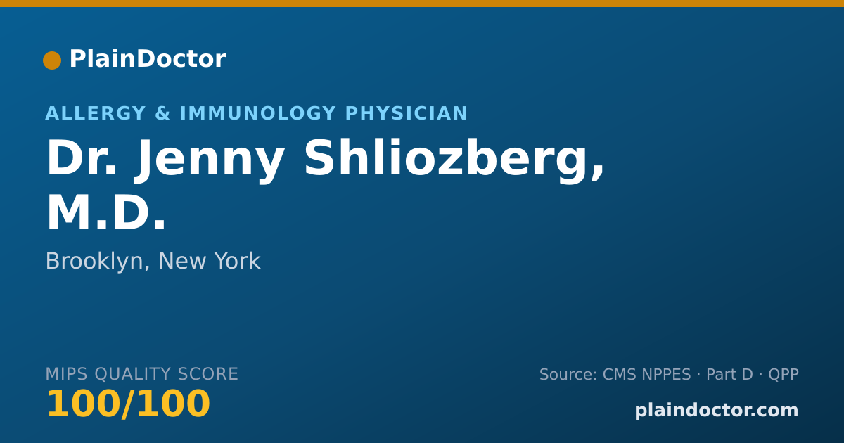 Shareable card for Jenny Shliozberg, M.D. - Allergy & Immunology Physician, Brooklyn, NY