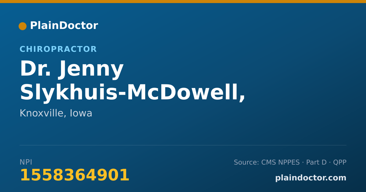 Shareable card for Jenny Slykhuis-McDowell, D.C. - Chiropractor, Knoxville, IA