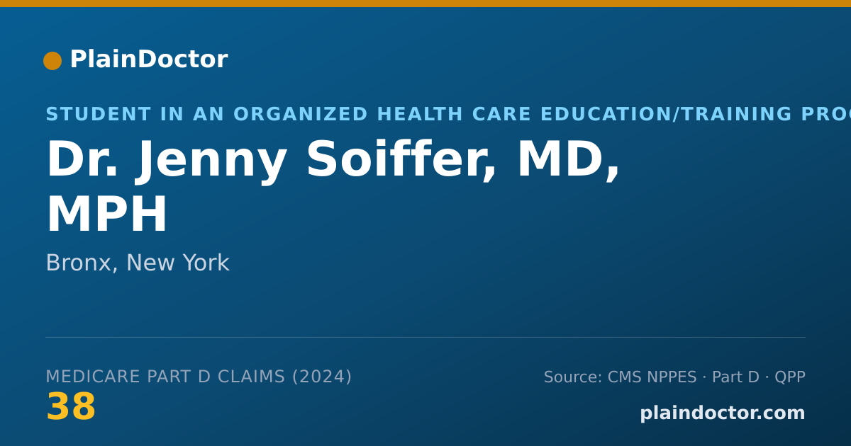 Shareable card for Jenny Soiffer, MD, MPH - Student in an Organized Health Care Education/Training Program, Bronx, NY
