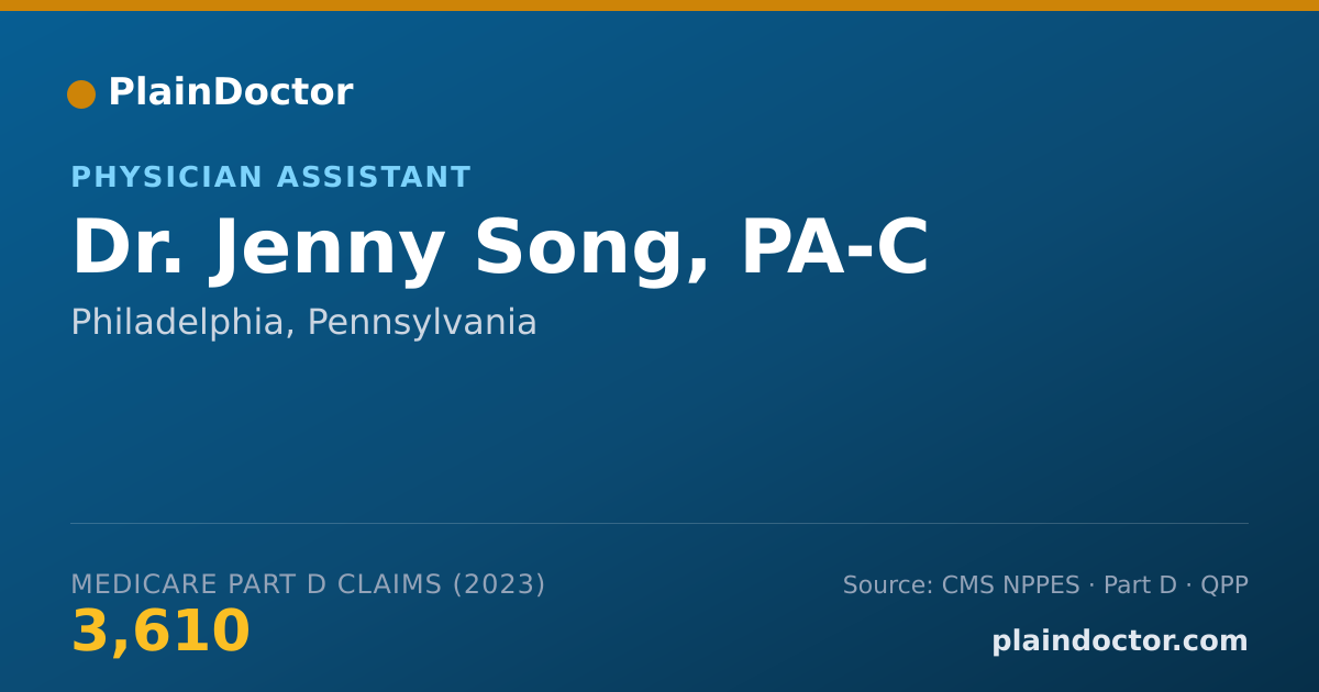 Shareable card for Jenny Song, PA-C - Physician Assistant, Philadelphia, PA