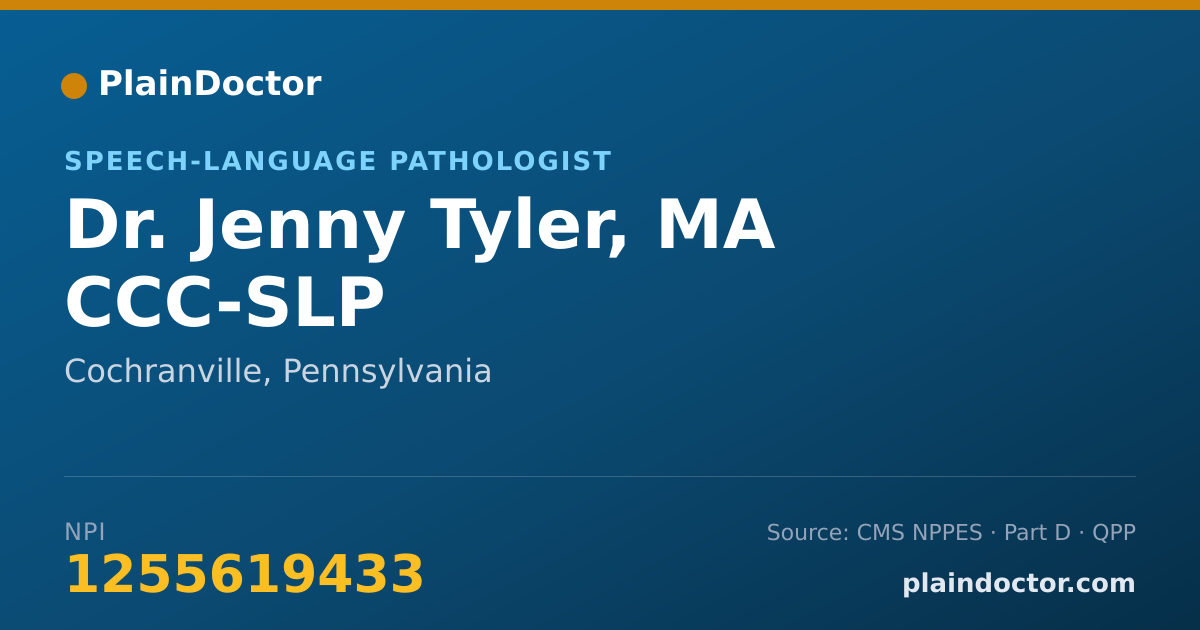 Shareable card for Jenny Tyler, MA CCC-SLP - Speech-Language Pathologist, Cochranville, PA