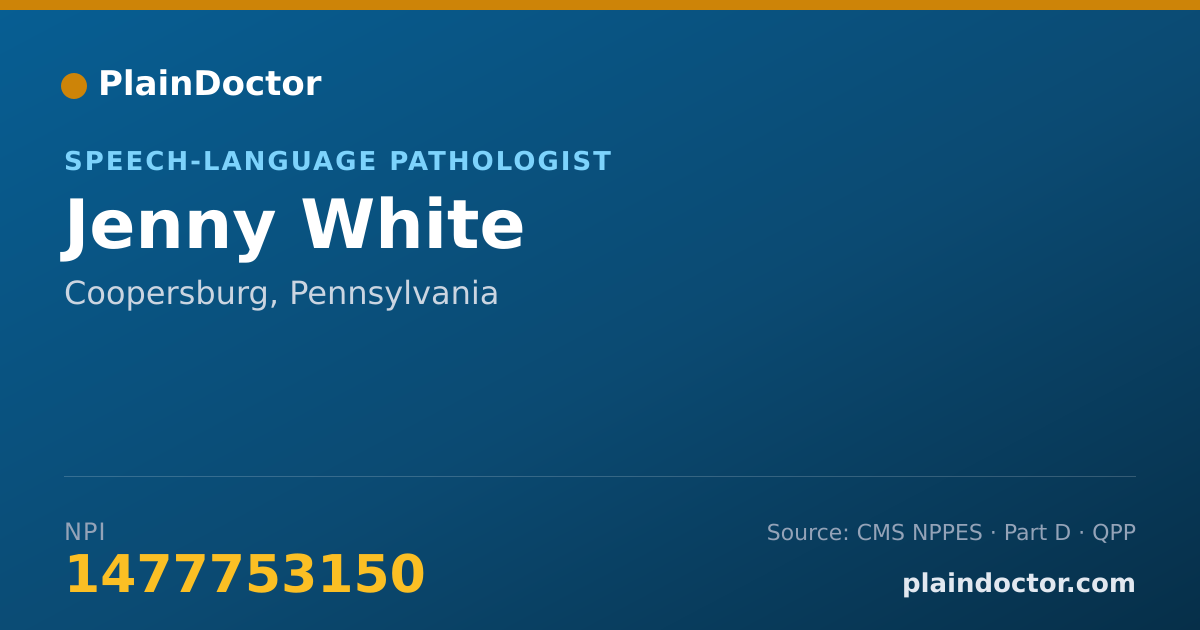 Shareable card for Jenny White - Speech-Language Pathologist, Coopersburg, PA