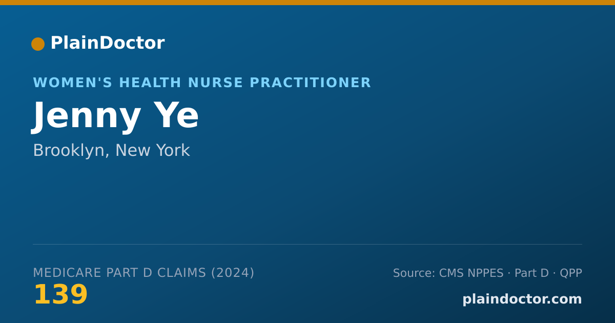 Shareable card for Jenny Ye - Women's Health Nurse Practitioner, Brooklyn, NY