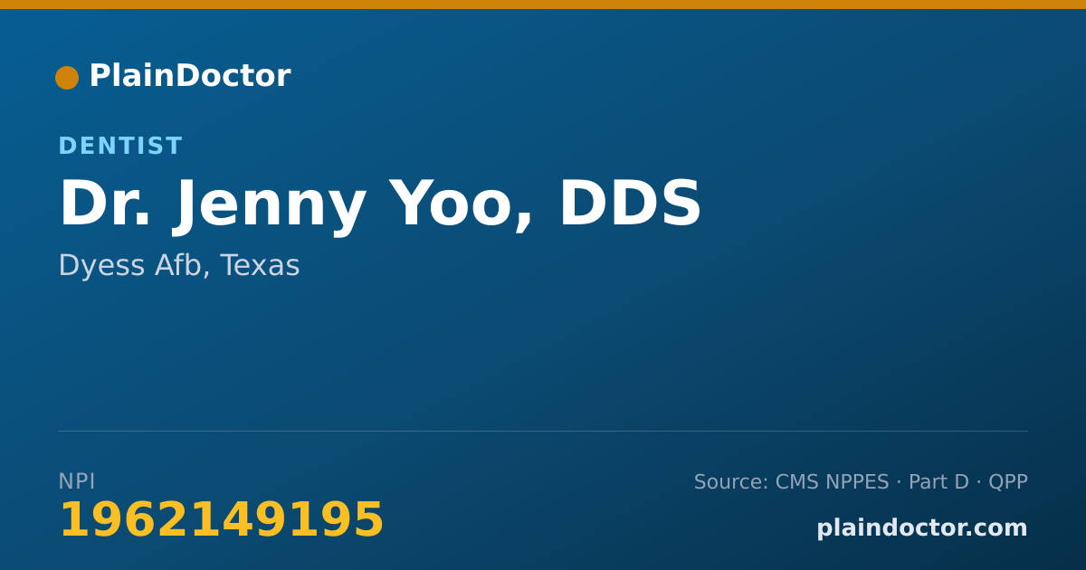 Shareable card for Jenny Yoo, DDS - Dentist, Dyess Afb, TX