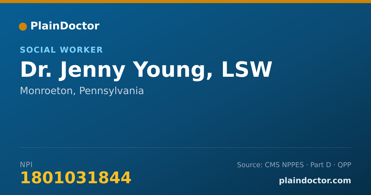 Shareable card for Jenny Young, LSW - Social Worker, Monroeton, PA