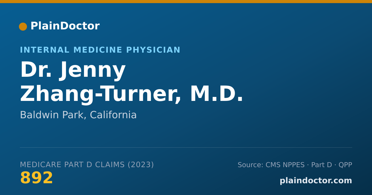 Shareable card for Jenny Zhang-Turner, M.D. - Internal Medicine Physician, Baldwin Park, CA