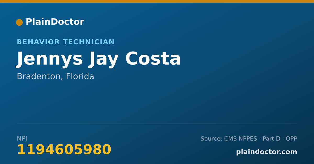 Shareable card for Jennys Jay Costa - Behavior Technician, Bradenton, FL