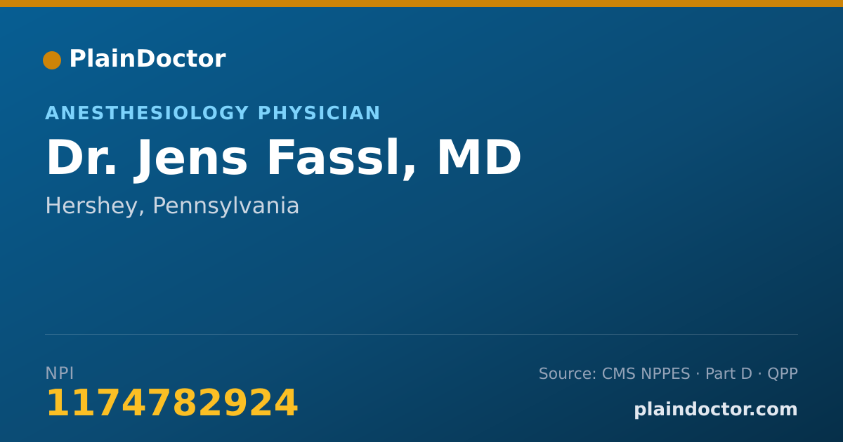 Shareable card for Jens Fassl, MD - Anesthesiology Physician, Hershey, PA
