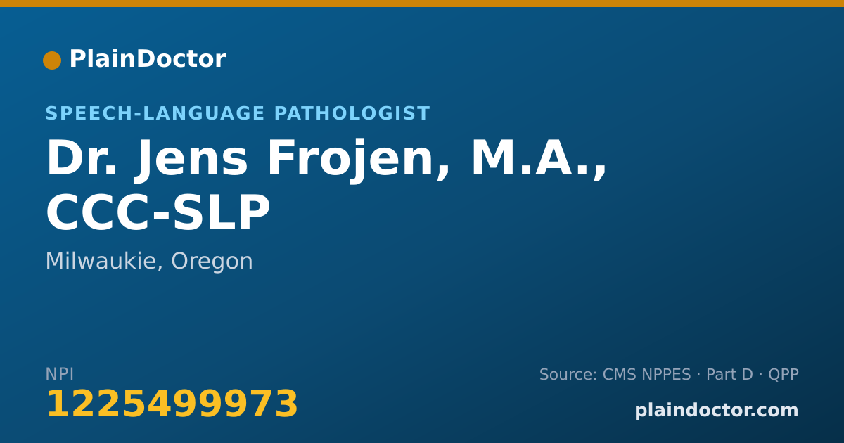 Shareable card for Jens Frojen, M.A., CCC-SLP - Speech-Language Pathologist, Milwaukie, OR