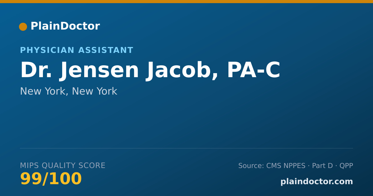 Shareable card for Jensen Jacob, PA-C - Physician Assistant, New York, NY