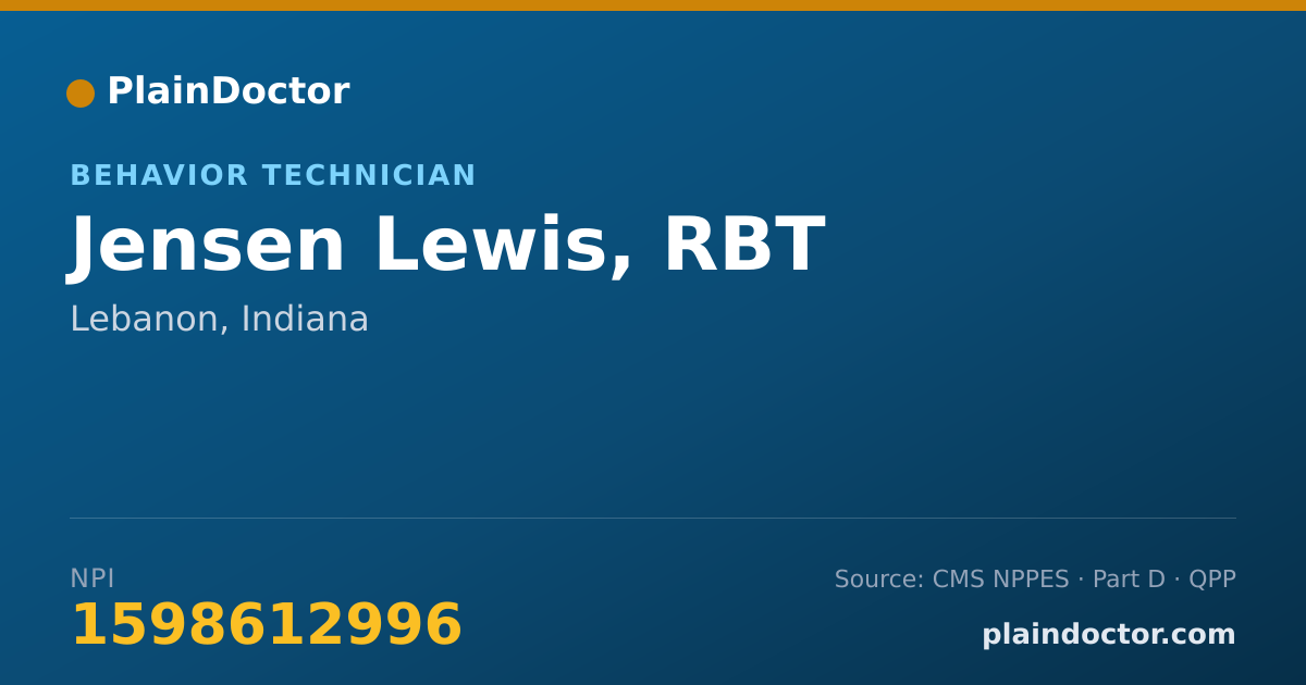 Shareable card for Jensen Lewis, RBT - Behavior Technician, Lebanon, IN