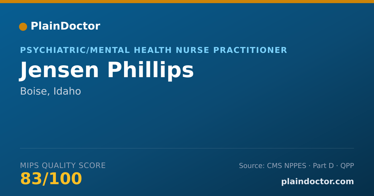 Shareable card for Jensen Phillips - Psychiatric/Mental Health Nurse Practitioner, Boise, ID