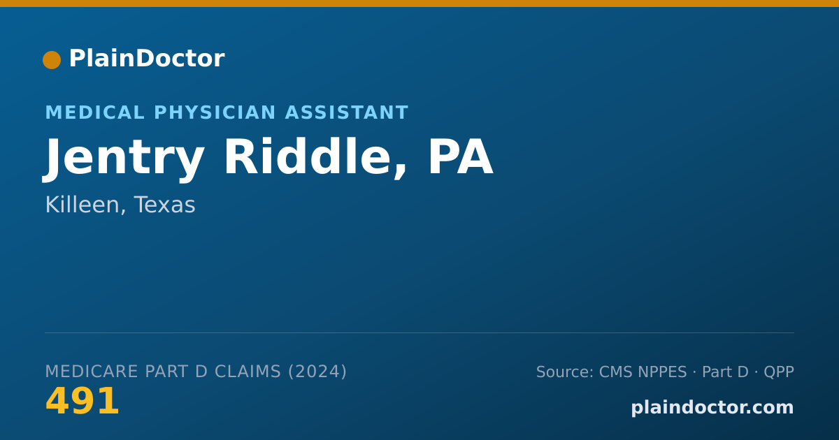 Shareable card for Jentry Riddle, PA - Physician Assistant, Killeen, TX