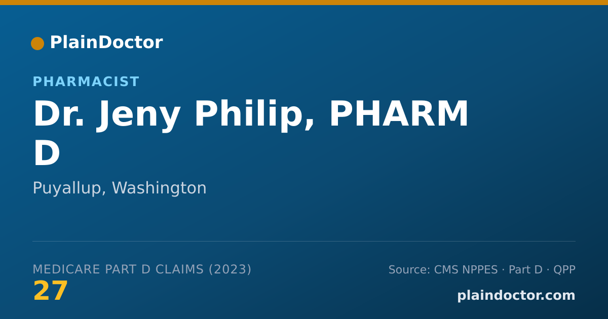 Shareable card for Jeny Philip, PHARM D - Pharmacist, Puyallup, WA