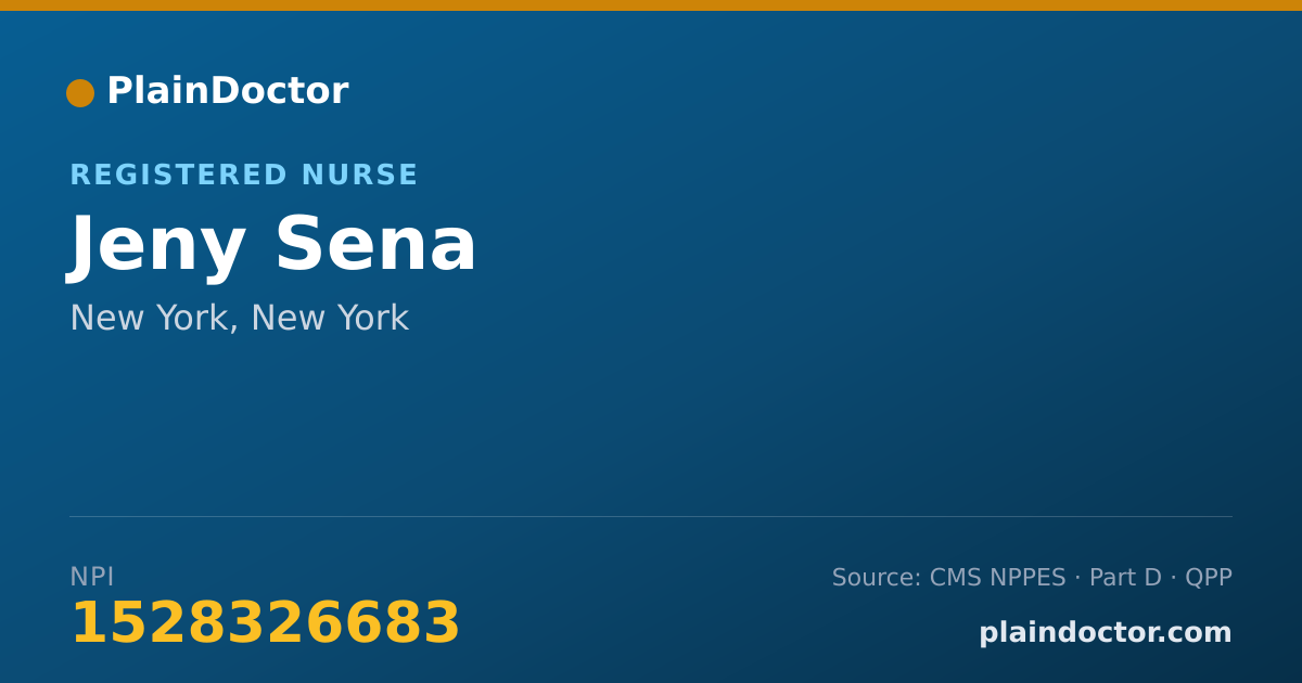 Shareable card for Jeny Sena - Registered Nurse, New York, NY