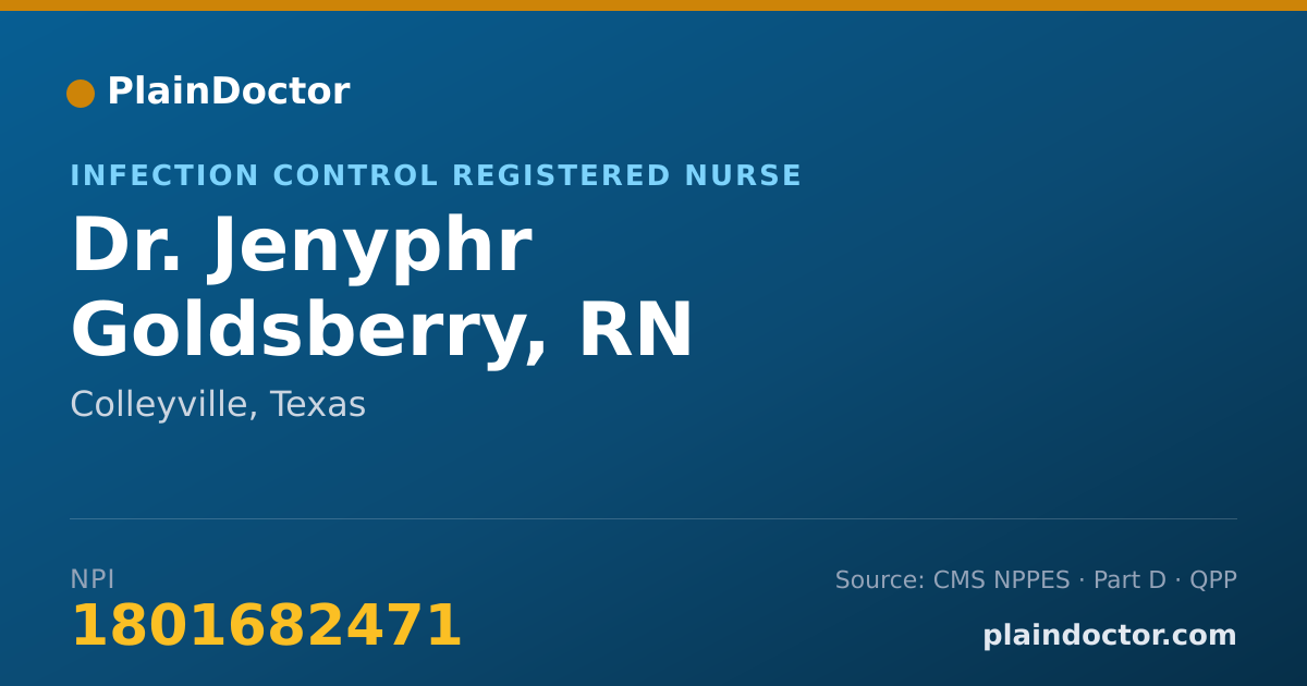 Shareable card for Jenyphr Goldsberry, RN - Infection Control Registered Nurse, Colleyville, TX
